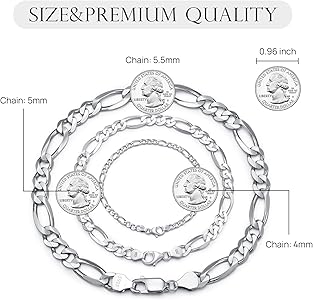 Amazon.com: CEKAMA 925 Sterling Silver Italian 4mm Figaro Link